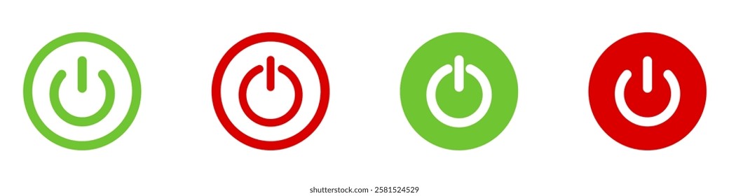 On-off icon. Set of power buttons.