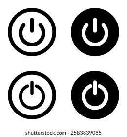 On-off icon. Set of power buttons.