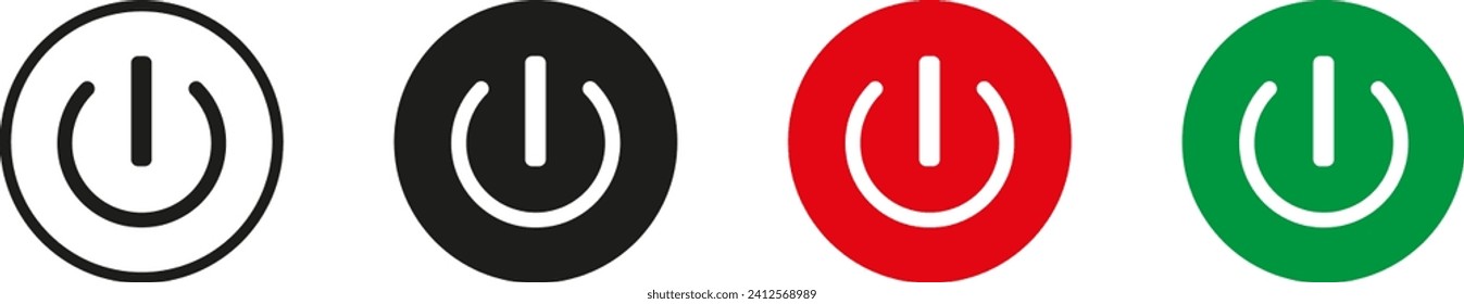 On-off icon. Set of power buttons.Vector black and flat icon, energy sing symbol.