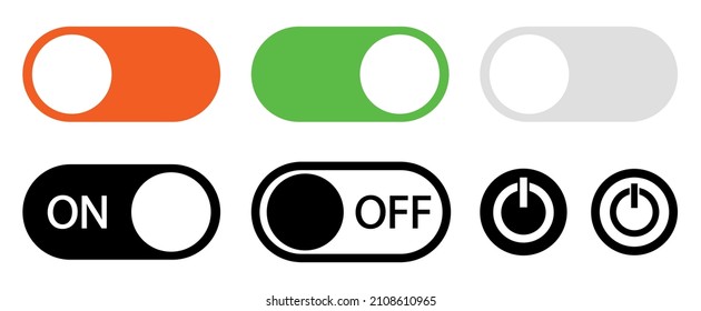 On-off icon icon set.Slider interface power icons on white background. Mobile app switch buttons.Vector illustration