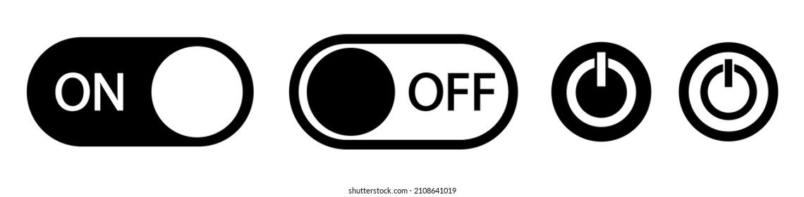 On-off icon icon set.Slider interface power icons on white background. Mobile app switch buttons.Vector illustration