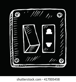 On/Off switch in doodle style, vector illustration