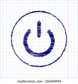 On/Off switch icon with pen and school paper effect 