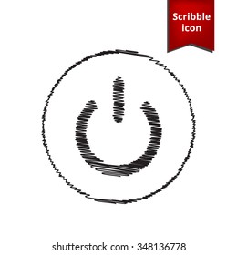 On/Off switch icon with pen and school paper effect. Scribble icon for you design. 