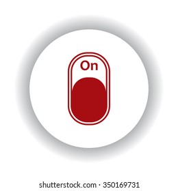 On/Off switch  icon, red isolated white background