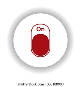 On/Off switch  icon, red isolated white background
