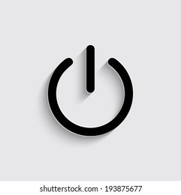 On/Off switch icon with shadow on a grey background
