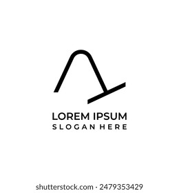 onogram logo in the form of the letter at, logo of the letter a combined with the letter t, capital letter, line art logo style