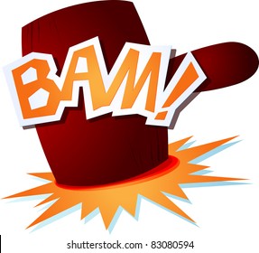 onomatopoeic sound with a funny hammer. Vector image