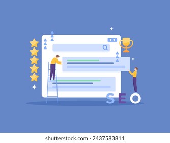 On-Page SEO Optimization. Optimize the content on the website page so it can appear on the first page and top rankings in search engines. SEO Specialist Team. illustration concept design. graphic