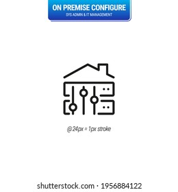 On-Premise Server Configuration and Set Up. IT Infrastructure and Data Management Symbol. Local Network and Sys Admin control. - Mono - Vector Icon