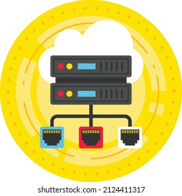 on-premises cloud-based LAN Concept, storage area network Vector Icon Design, Cloud Processing Symbol, Computing Services Sign, Web Services and Data Center stock illustration