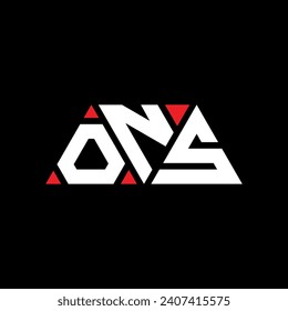 ONS triangle letter logo design with triangle shape. ONS triangle logo design monogram. ONS triangle vector logo template with red color. ONS triangular logo Simple, Elegant, and Luxurious design.