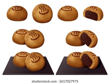 Onsen manju, a Japanese sweet sold at hot spring tourist spots in Japan