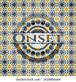 Onset arabic emblem background. Arabesque decoration.