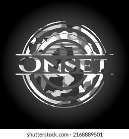 Emblema camuflado gris aparente. Ilustración vectorial. 