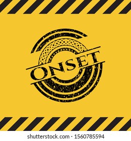Onset inside warning sign, black grunge emblem. Vector Illustration. Detailed.