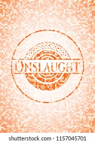 Onslaught orange mosaic emblem with background