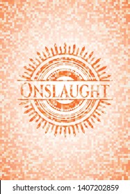 Onslaught orange mosaic emblem with background