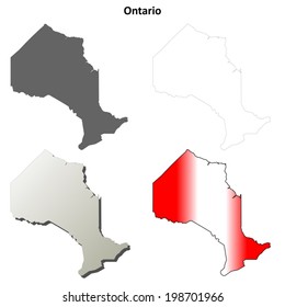 Ontario blank outline map set - vector version