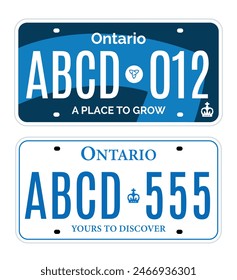 Ontario Canada car license plate registration vector design template.