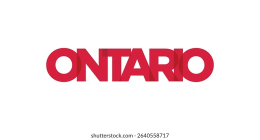 Ontario in the Canada emblem. The design features a geometric style, vector illustration with bold typography in a modern font. The graphic slogan lettering.