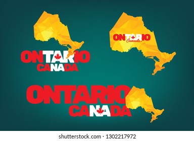 Ontario Canada Logo with polygon map, Vector EPS 10.