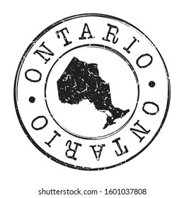 Ontario Canada Map Postmark. Silhouette Postal Passport. Stamp Round Vector Icon. Vintage Postage Design.