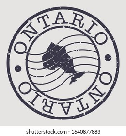 Ontario Canada Stamp Postal. A Map Silhouette Seal. Passport Round Design. Vector Icon Design Retro Travel.