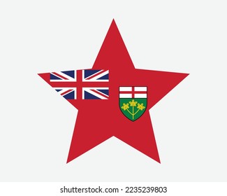 Ontario Canada Star Flag. ON Canadian Five Point Star Shape Province Flag. Ontarian CA Banner Icon Symbol Vector Flat Artwork Graphic Illustration