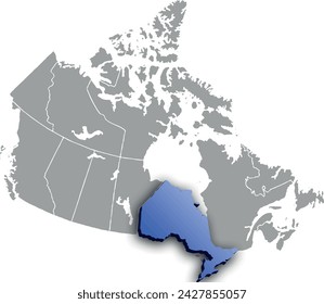 ONTARIO DEPARTMENT MAP STATE OF CANADA 3D ISOMETRIC MAP