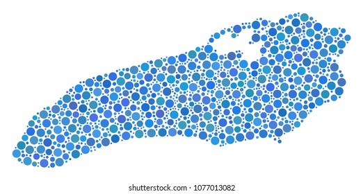 Ontario Lake Map collage of round dots in different sizes. Random spheric items are arranged into Ontario Lake Map composition. Vector cartography map vector illustration.