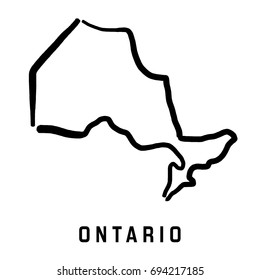 Ontario Map Outline - Smooth Simplified Canadian Province Shape Map Vector.