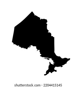 Ontario Map Vector Silhouette Illustration. Province Of Canada Symbol. Ontario Banner Emblem.