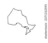 Ontario outline map. Provinces and territories of Canada. Vector map with contour.