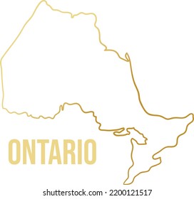 Ontario Province Outline Golden Map 