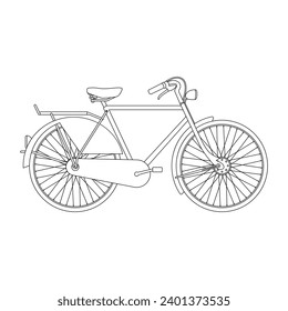 Onthel bicycle line art vector illustration. Vector eps 10