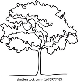 ontinuous one line drawing of nature tree vector illustration. One line tree drawing. Sketch, sihouette of a tree. doodle nature tree vector art. Nature drawing for tattoo.