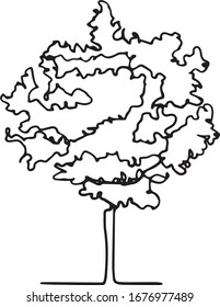 ontinuous one line drawing of nature tree vector illustration. One line tree drawing. Sketch, sihouette of a tree. doodle nature tree vector art. Nature drawing for tattoo.