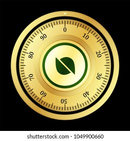 Ontology (ONT) cryptocurrency safe lock. Eps10 vector illustration isolated on black background.