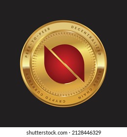 Ontology ONT cryptoCurrency Token Logo auf Goldmünze in rotem Farbthema.