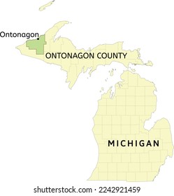 Ontonagon County and village of Ontonagon location on Michigan state map