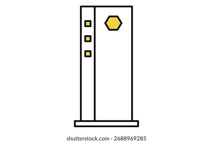 ONU optical network unit line icon with fiber optic connection and indicator lights, Vector Illustration