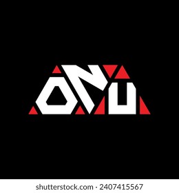 ONU triangle letter logo design with triangle shape. ONU triangle logo design monogram. ONU triangle vector logo template with red color. ONU triangular logo Simple, Elegant, and Luxurious design.