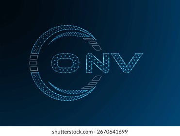 ONV Low-Poly-Buchstaben-Logo, Vektordesign. ONV-Logo-Design mit niedrigem Poly. Low-Poly-Logo