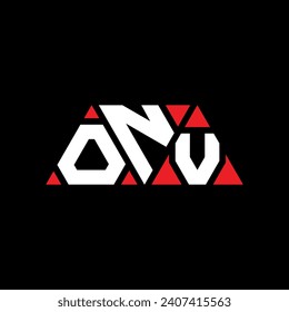 Diseño del logotipo de la letra triangular ONV con forma triangular. Monograma de diseño del logotipo del triángulo ONV. Plantilla de logotipo vectorial de triángulo ONV con color rojo. Logo triangular ONV Diseño sencillo, elegante y lujoso.