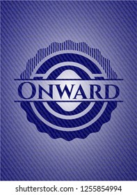 Onward badge with denim texture