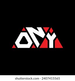 ONY triangle letter logo design with triangle shape. ONY triangle logo design monogram. ONY triangle vector logo template with red color. ONY triangular logo Simple, Elegant, and Luxurious design.