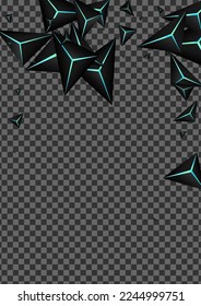 Onyx Facet Background Transparent Vector. Dark Triangular Graphic. Polygon Elegant Template. Obsidian Modern Texture.