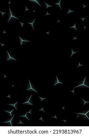 Onyx Polygon Background Black Vector. Blue Neon Triangle Space. Prism Cool Texture. Dark Gradation Backdrop.